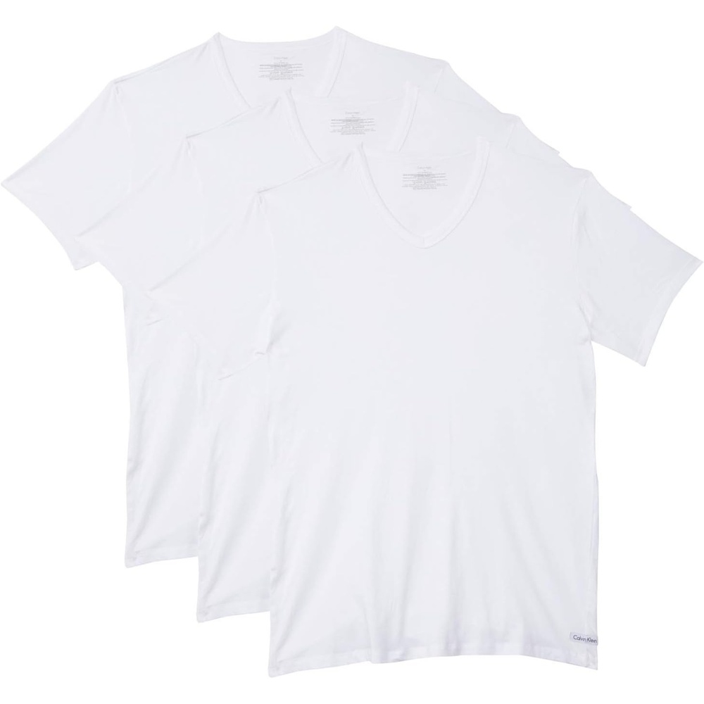 image:imageCalvin Klein Mens Cotton Stretch 3Pack Undershirts3 Classic White Vneck