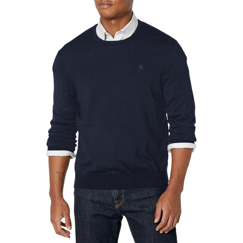 image:imageCalvin Klein Mens Extra Fine Merino Wool SweaterDark Sapphire