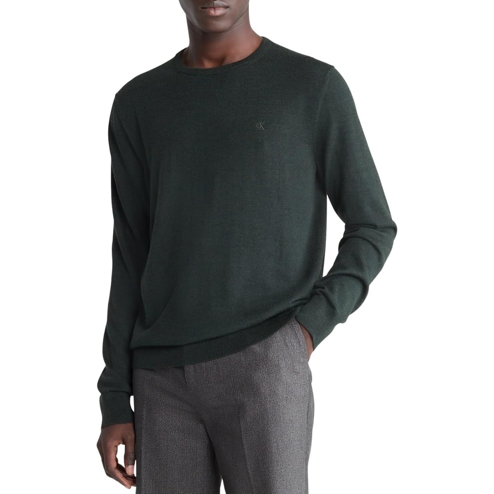 image:imageCalvin Klein Mens Extra Fine Merino Wool SweaterPine Heather
