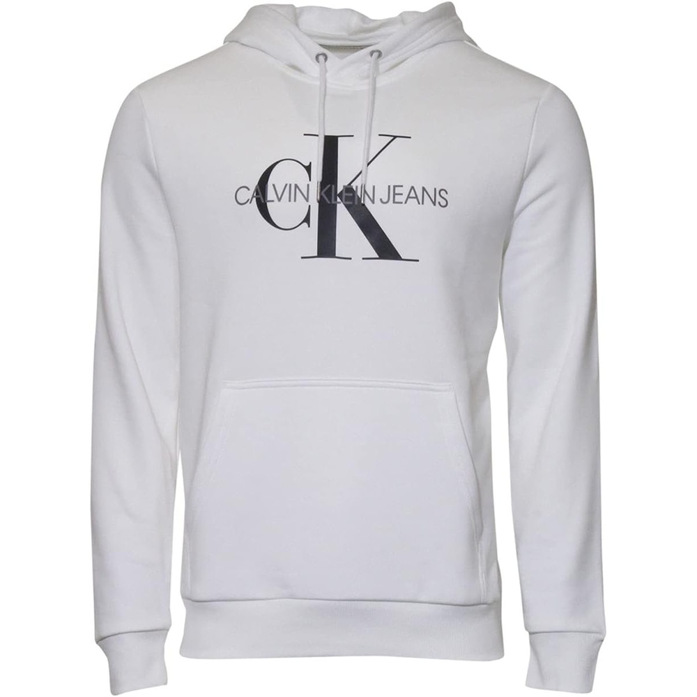 image:imageCalvin Klein Mens Fleece Hoodie Logo Pop Over SweatshirtBrilliant White Monogram