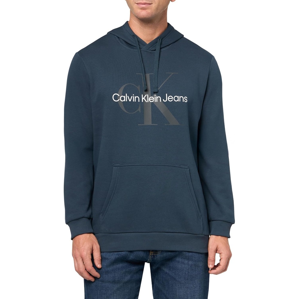 image:imageCalvin Klein Mens Fleece Hoodie Logo Pop Over SweatshirtInk