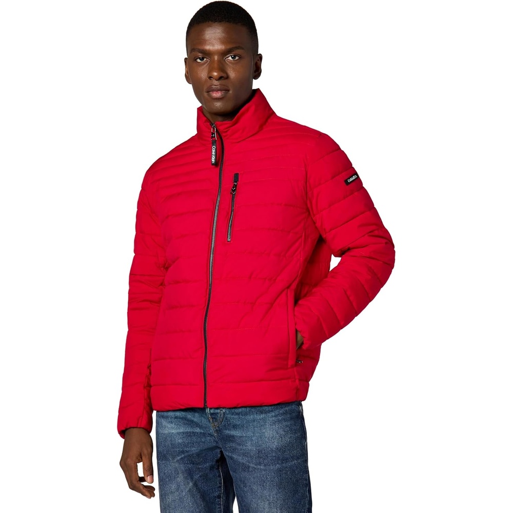 image:imageCalvin Klein Mens Full Zip Down Puffer CoatPackable Deep Red