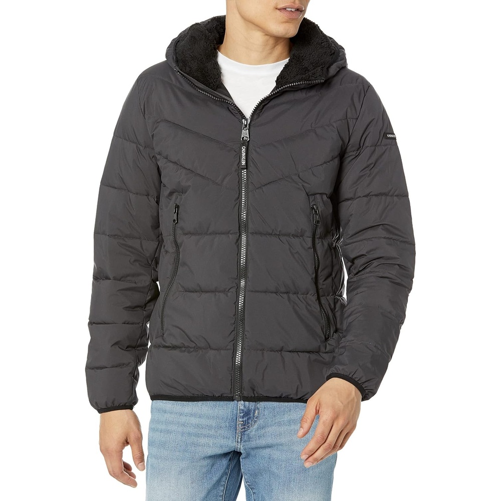 image:imageCalvin Klein Mens Heavyweight Short PufferHooded Stretch Iron
