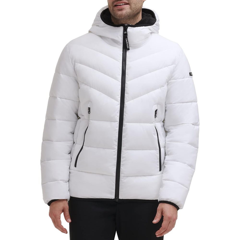 image:imageCalvin Klein Mens Heavyweight Short PufferHooded Stretch White