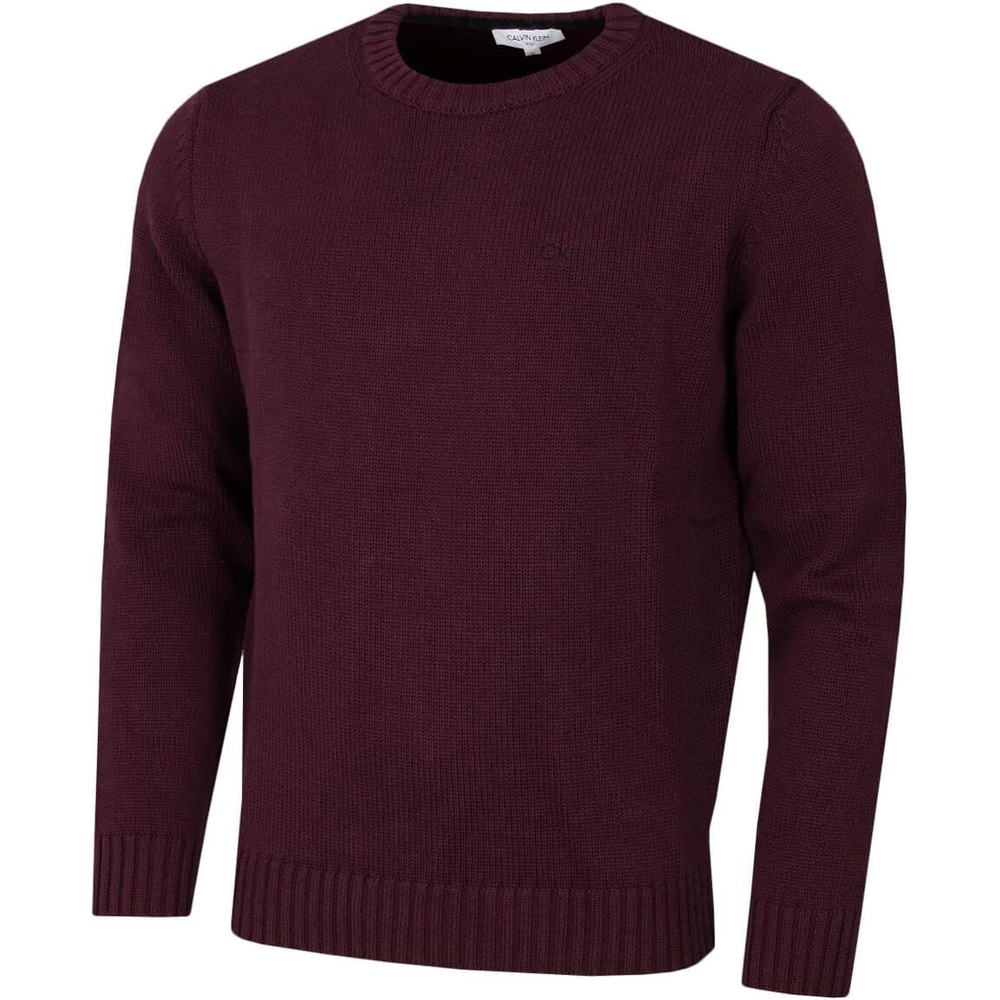 image:imageCalvin Klein Mens Knit Campus Crew Neck Cotton CK Golf SweaterBurgundy