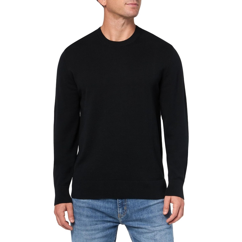 image:imageCalvin Klein Mens Knit Campus Crew Neck Cotton CK Golf SweaterClassic Black