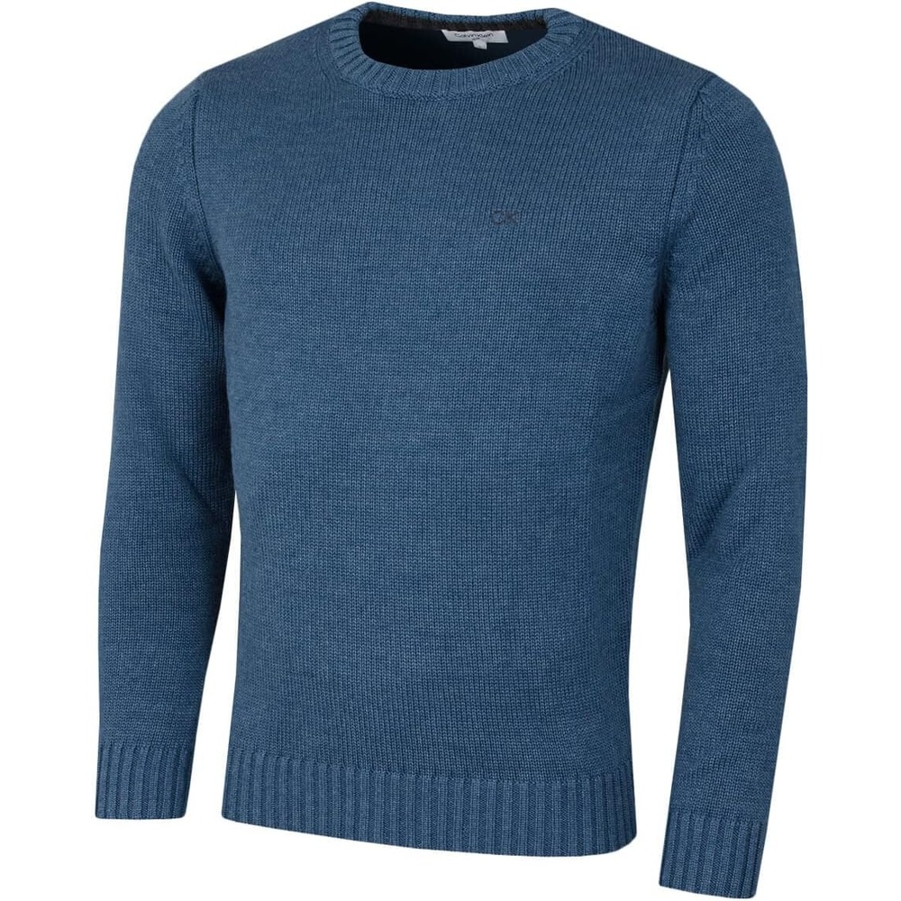 image:imageCalvin Klein Mens Knit Campus Crew Neck Cotton CK Golf SweaterDenim Marl