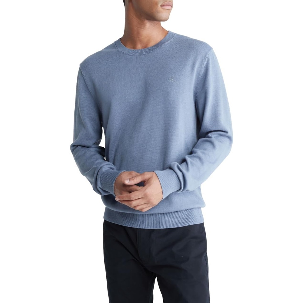 image:imageCalvin Klein Mens Knit Campus Crew Neck Cotton CK Golf SweaterFolkstone Grey