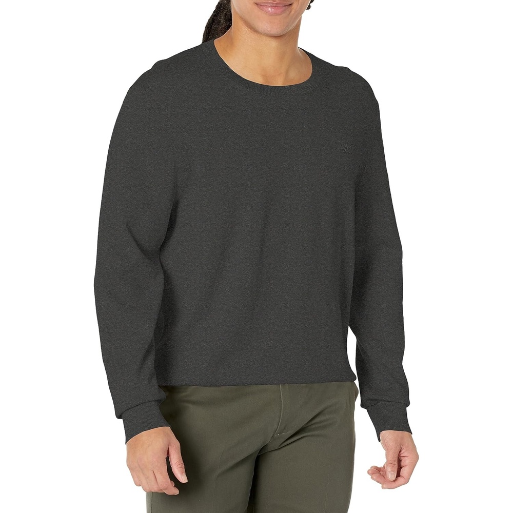 image:imageCalvin Klein Mens Knit Campus Crew Neck Cotton CK Golf SweaterGunmetal Heather