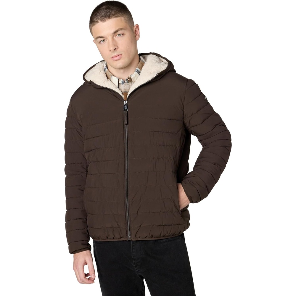 image:imageCalvin Klein Mens Lightweight Packable Down Jacket With Sherpa LiningHooded Down Brown Camel