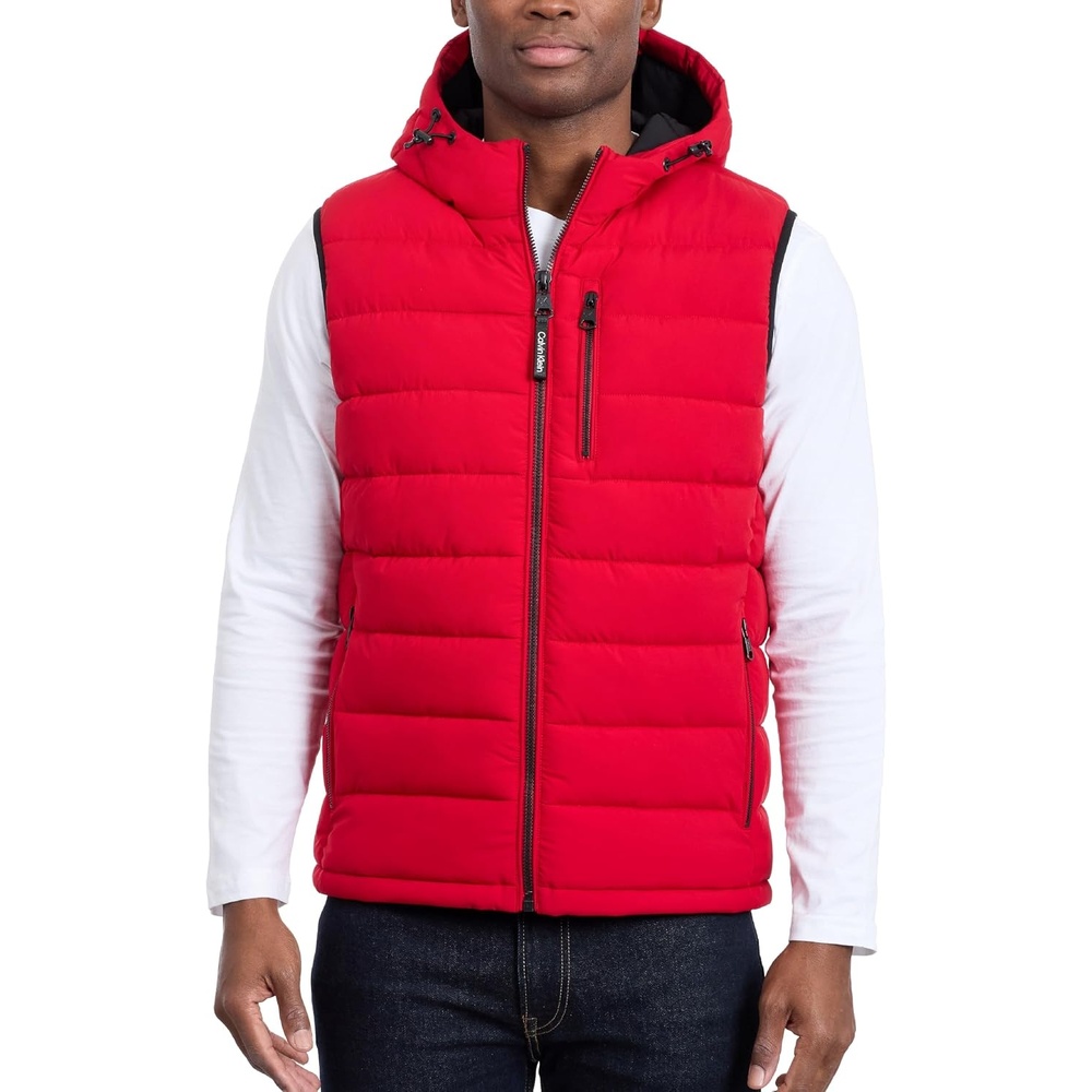 image:imageCalvin Klein Mens Lightweight Packable Hooded Puffer VestDeep Red