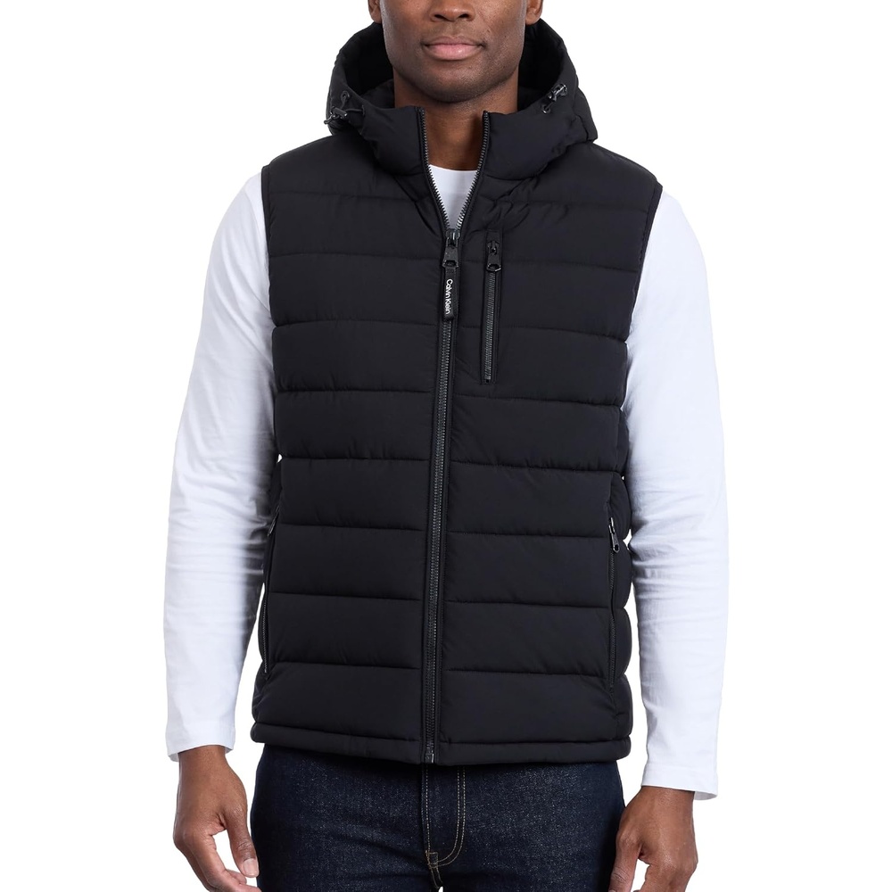 image:imageCalvin Klein Mens Lightweight Packable Hooded Puffer VestEbony