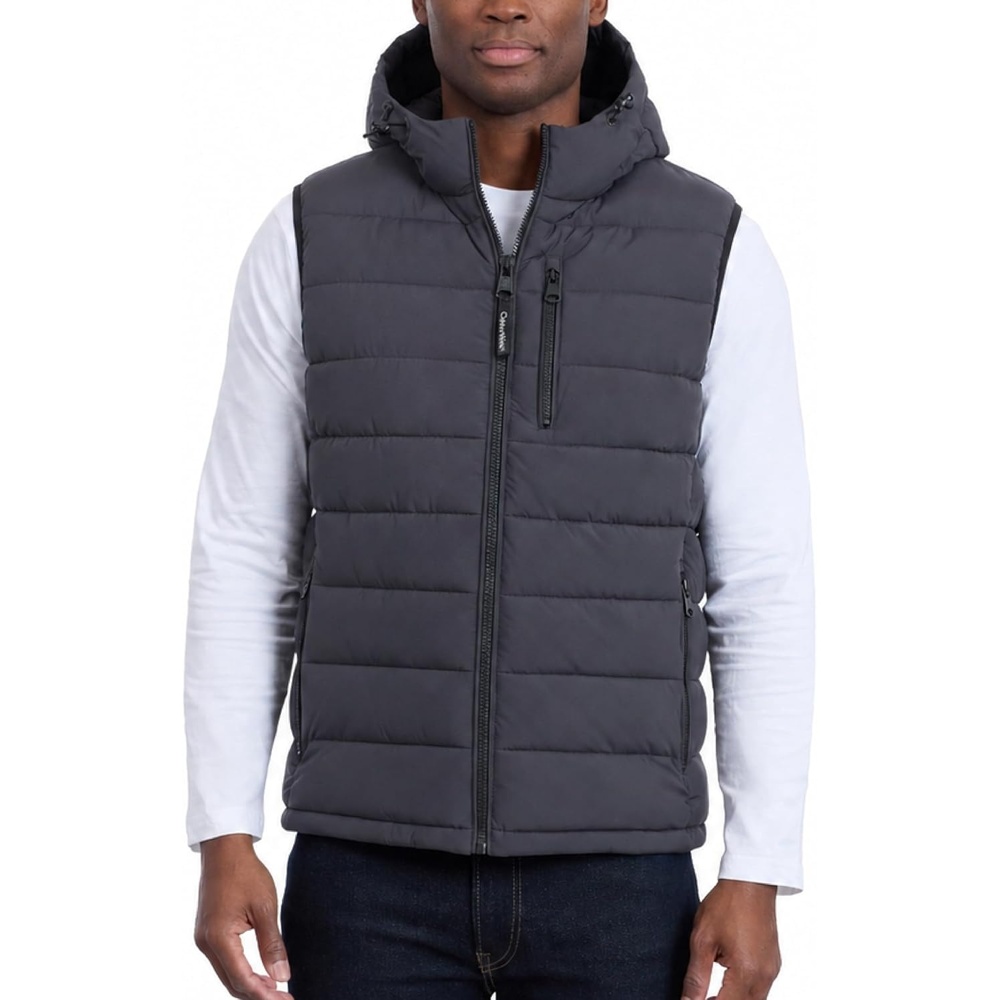 image:imageCalvin Klein Mens Lightweight Packable Hooded Puffer VestIron