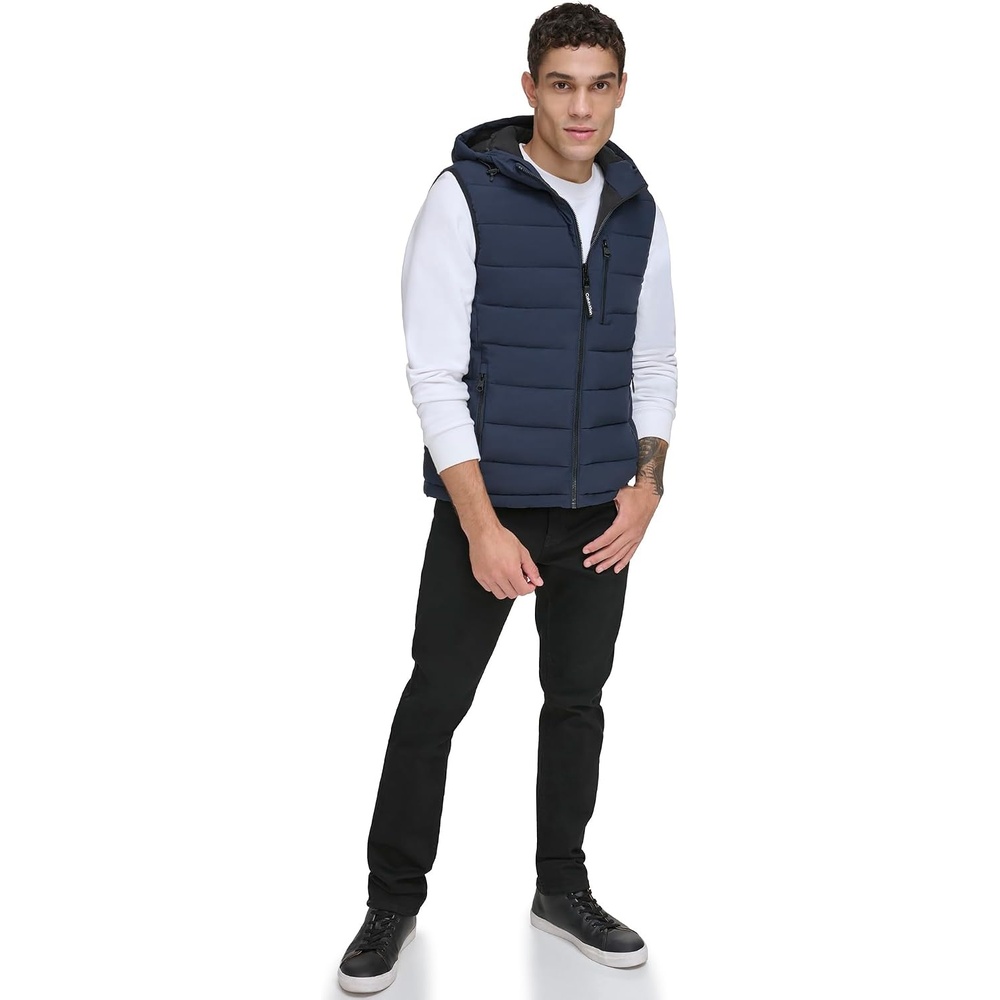 image:imageCalvin Klein Mens Lightweight Packable Hooded Puffer VestTrue Navy