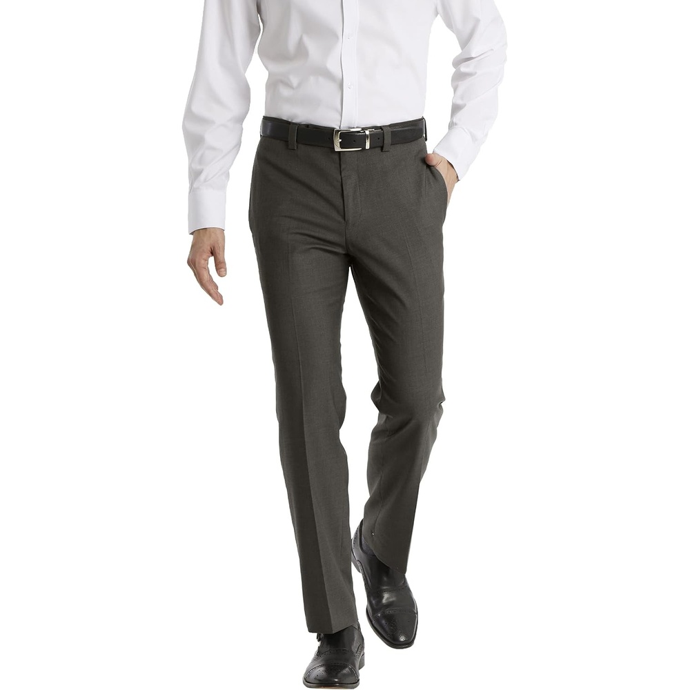 image:imageCalvin Klein Mens Modern Fit Dress Pants  Suit Pants for Men  Performance Stretch Fabric Flat Front ReadytoWear Multiple Colors  Taupe 3630