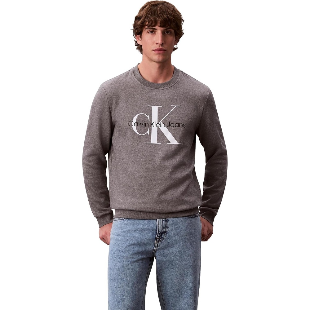 image:imageCalvin Klein Mens Monogram Logo Crewneck SweatshirtGrey Heather