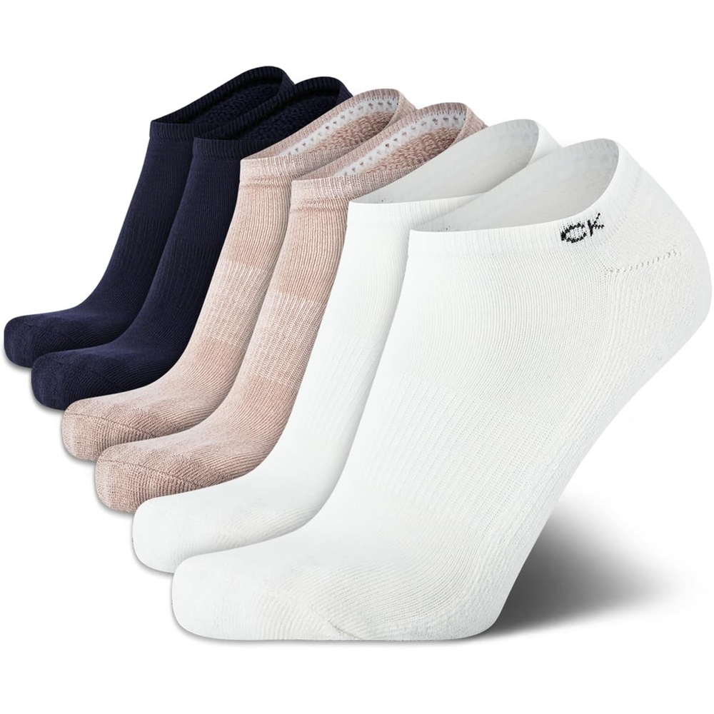image:imageCalvin Klein Mens No Show Socks  6 Pack Soft Cotton Blend Cushioned Athletic Low Cut Socks for Men for Sports and RunningBeige Assorted