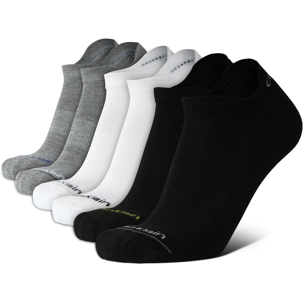 image:imageCalvin Klein Mens No Show Socks  6 Pack Soft Cotton Blend Cushioned Athletic Low Cut Socks for Men for Sports and RunningBlackWhiteGrey Tab