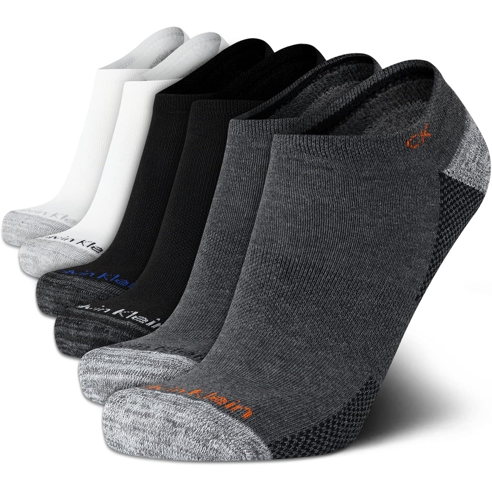 image:imageCalvin Klein Mens No Show Socks  6 Pack Soft Cotton Blend Cushioned Athletic Low Cut Socks for Men for Sports and RunningGrey Heather Assorted