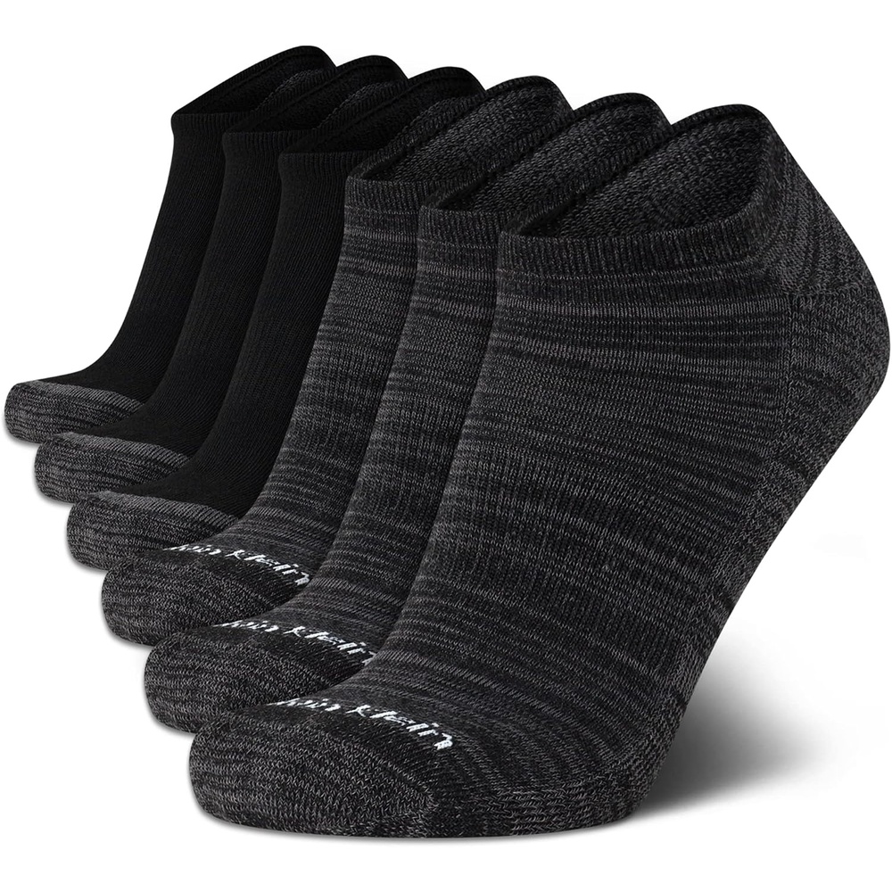 image:imageCalvin Klein Mens No Show Socks  6 Pack Soft Cotton Blend Cushioned Athletic Low Cut Socks for Men for Sports and RunningGrey Stripes