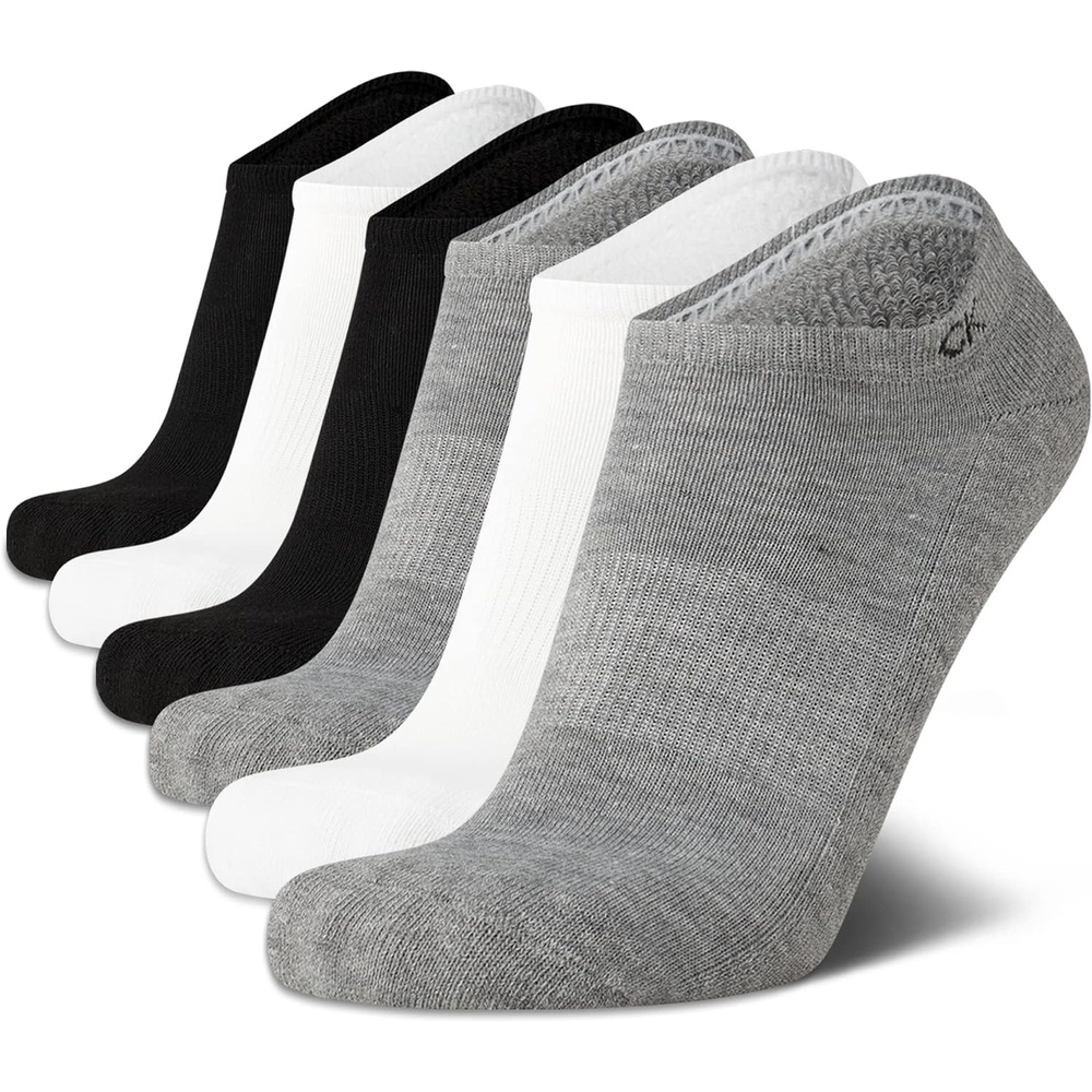 image:imageCalvin Klein Mens No Show Socks  6 Pack Soft Cotton Blend Cushioned Athletic Low Cut Socks for Men for Sports and RunningGreyBlackWhite