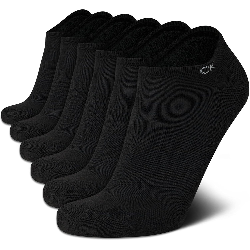 image:imageCalvin Klein Mens No Show Socks  6 Pack Soft Cotton Blend Cushioned Athletic Low Cut Socks for Men for Sports and RunningJet Black