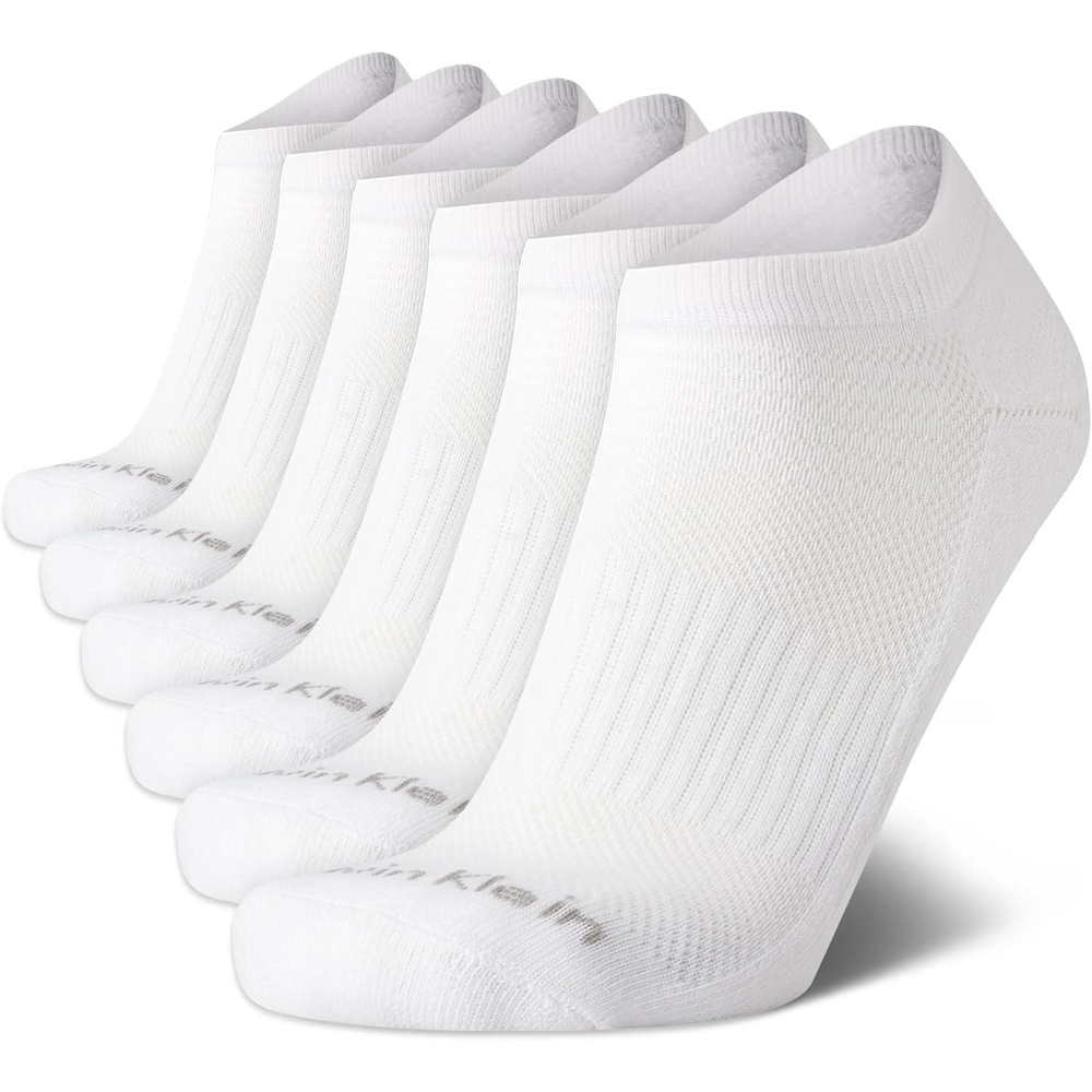 image:imageCalvin Klein Mens No Show Socks  6 Pack Soft Cotton Blend Cushioned Athletic Low Cut Socks for Men for Sports and RunningPure White