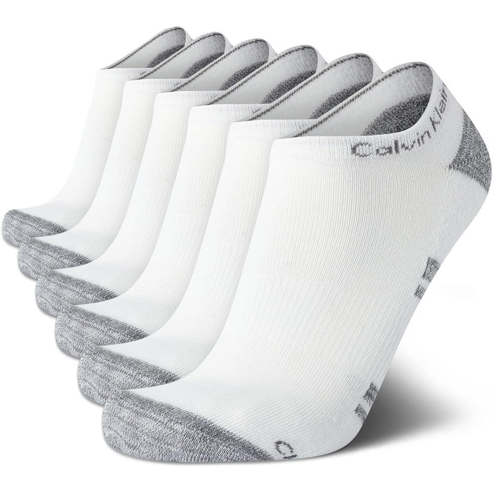 image:imageCalvin Klein Mens No Show Socks  6 Pack Soft Cotton Blend Cushioned Athletic Low Cut Socks for Men for Sports and RunningWhite Assorted