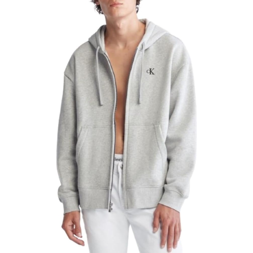 image:imageCalvin Klein Mens Relaxed Fit Archive Logo Fleece Full Zip HoodieHeroic Grey Heather