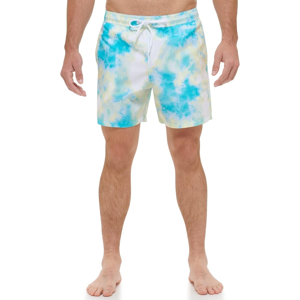 image:imageCalvin Klein Mens Uv Protected Quick Dry Graphic Print Swim TrunkAtlantis Watercolor