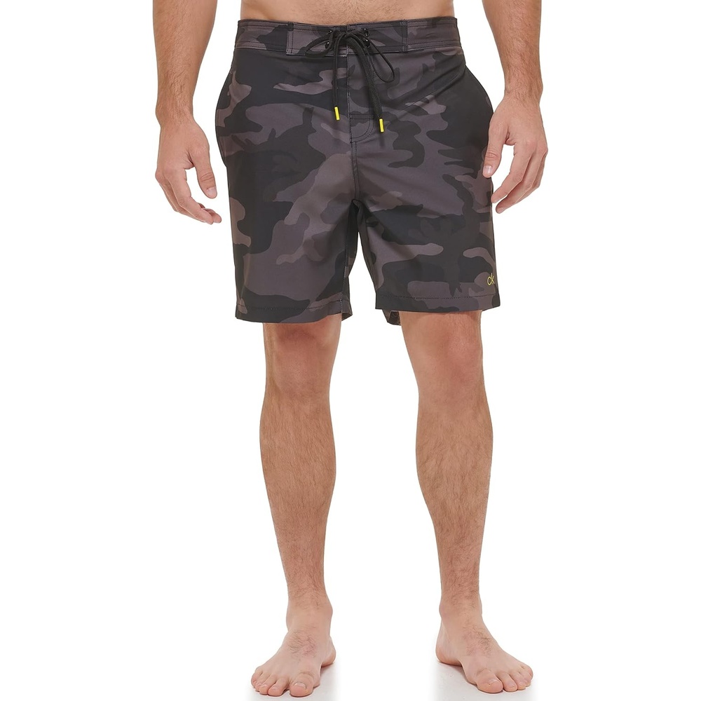 image:imageCalvin Klein Mens Uv Protected Quick Dry Graphic Print Swim TrunkBlack Camo