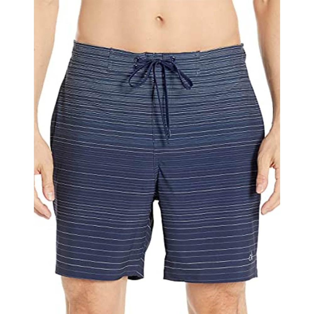 image:imageCalvin Klein Mens Uv Protected Quick Dry Graphic Print Swim TrunkNavy Stripe