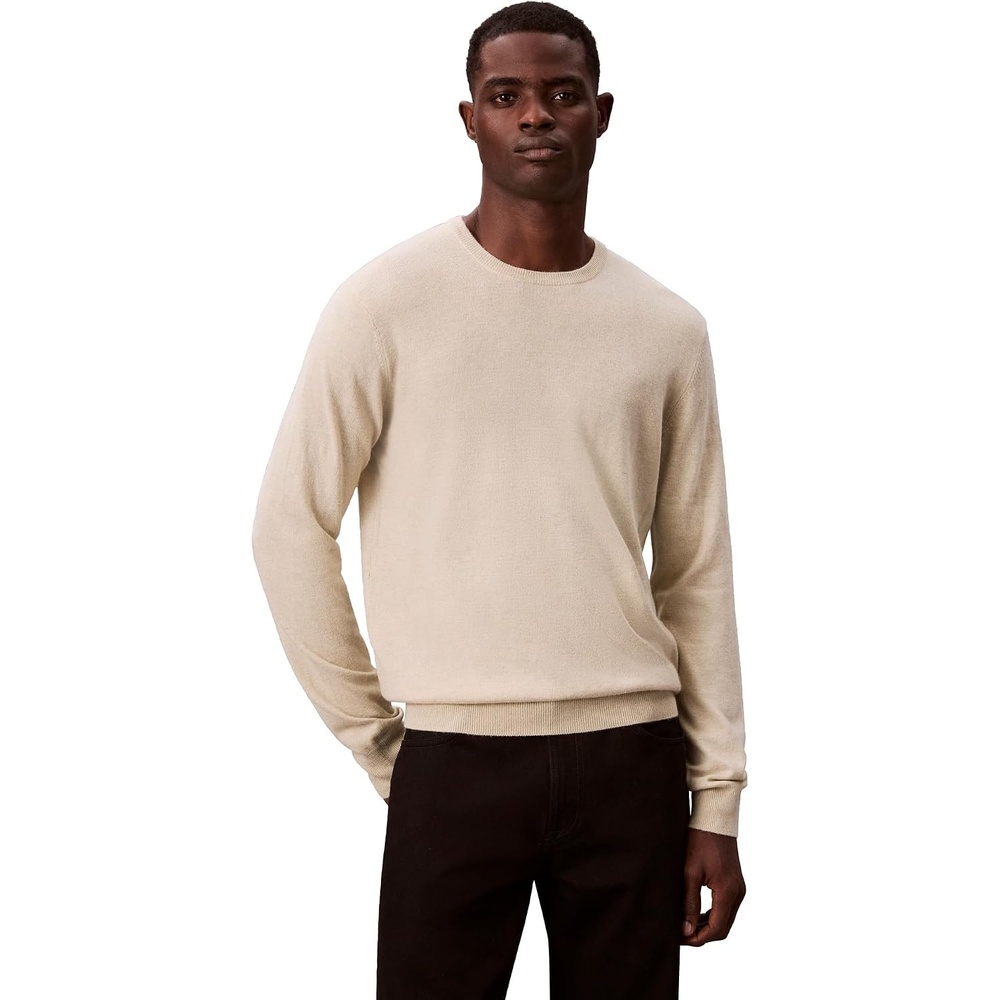 image:imageCalvin Klein Mens Wool Blend Crewneck SweaterPelican Heather
