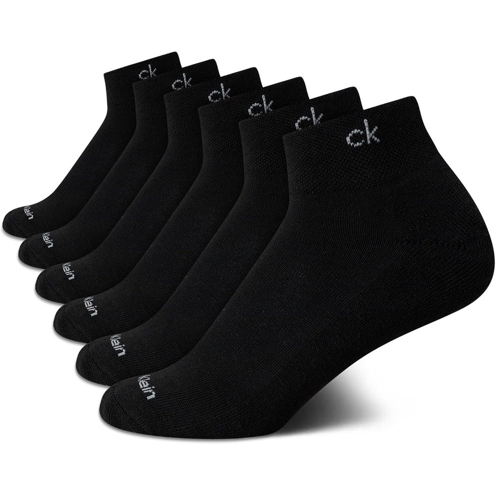 image:imageCalvin Klein Quarter Socks for Women 6 Pack Cushioned Ankle Socks Quarter Cut Breathable Lightweight Athletic DesignBlack