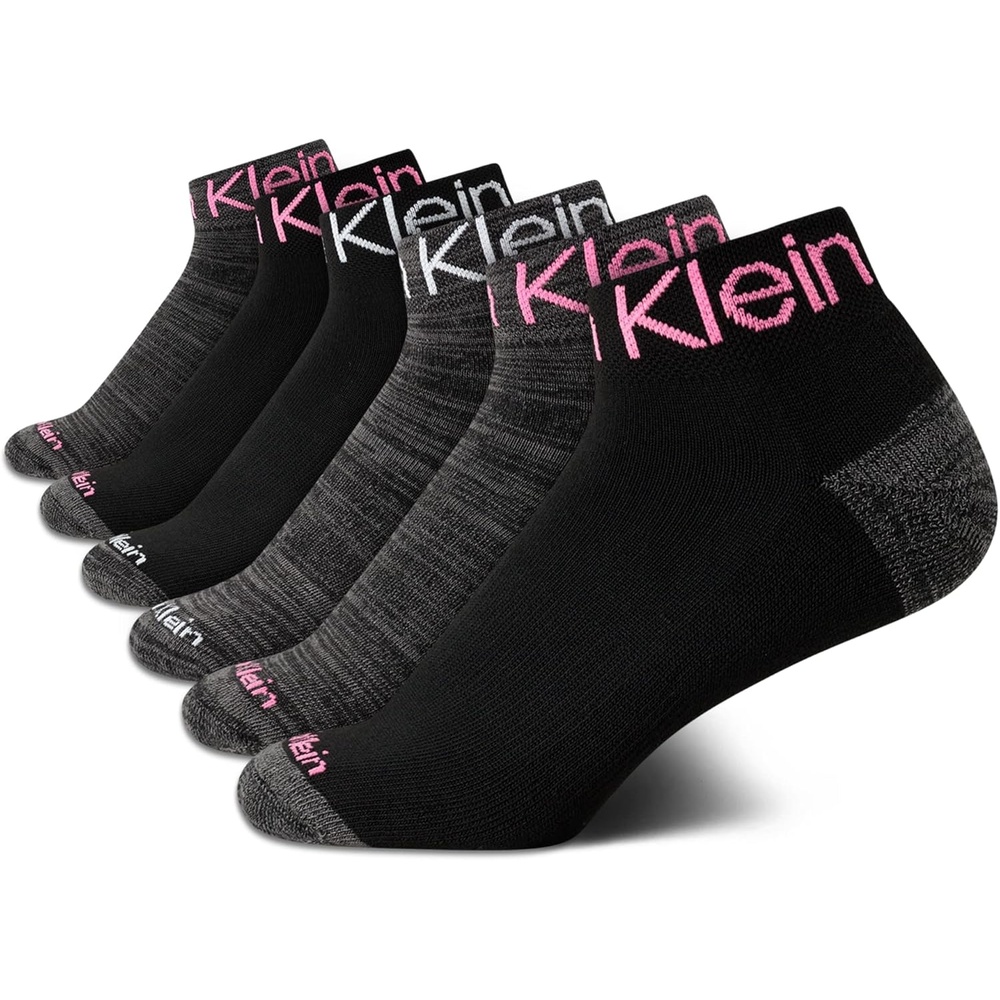 image:imageCalvin Klein Quarter Socks for Women 6 Pack Cushioned Ankle Socks Quarter Cut Breathable Lightweight Athletic DesignBlack Assorted