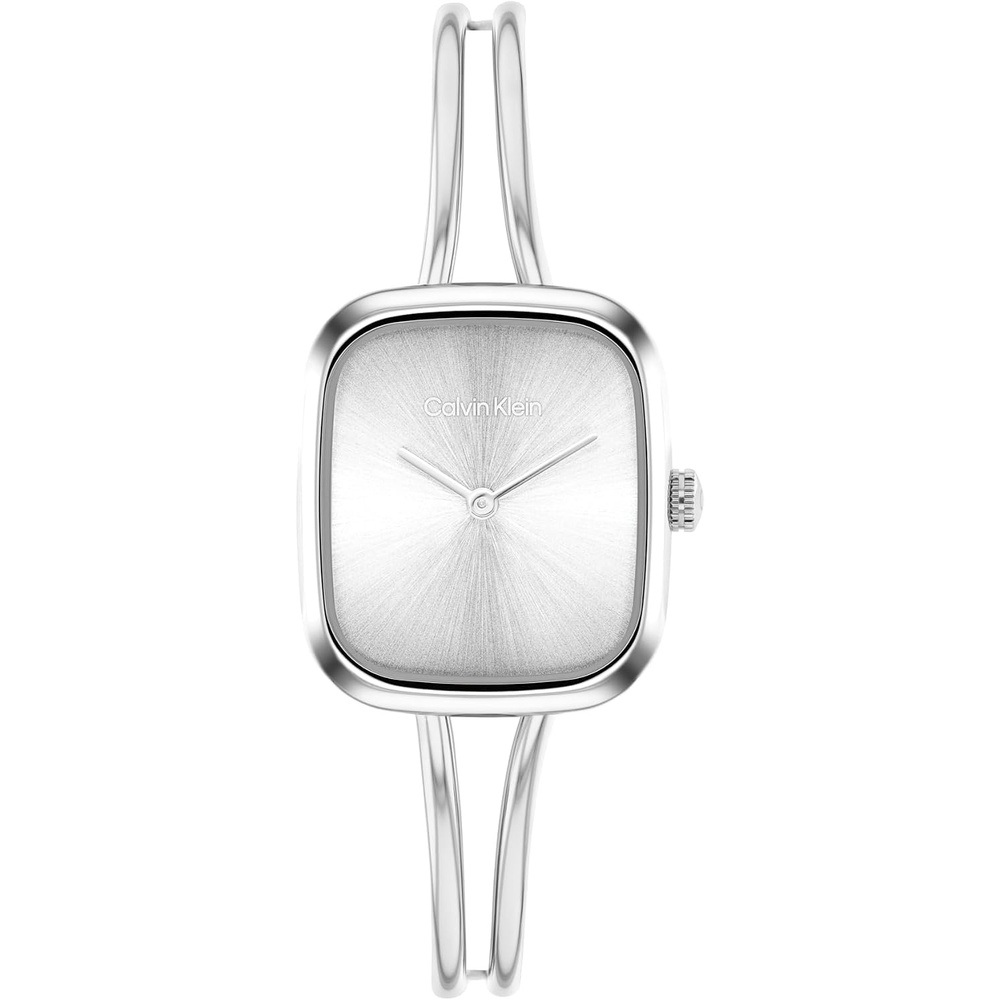 image:imageCalvin Klein Womens CK Adore Stainless Steel Watch  24mm Tank Case Adjustable Bangle Bracelet Petite Elegant Design  Gift for HerSilver
