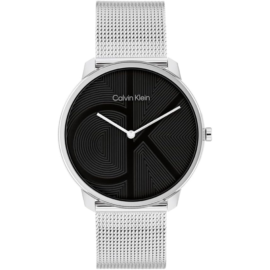 image:imageCalvin Klein Womens CK Iconic  35mm 2H Quartz Watch  Stainless Steel Mesh Bracelet  Water Resistance 30 Meters  Premium Fashion Timepiece for Everyday Style  Gift for HerSilverBlack Grid