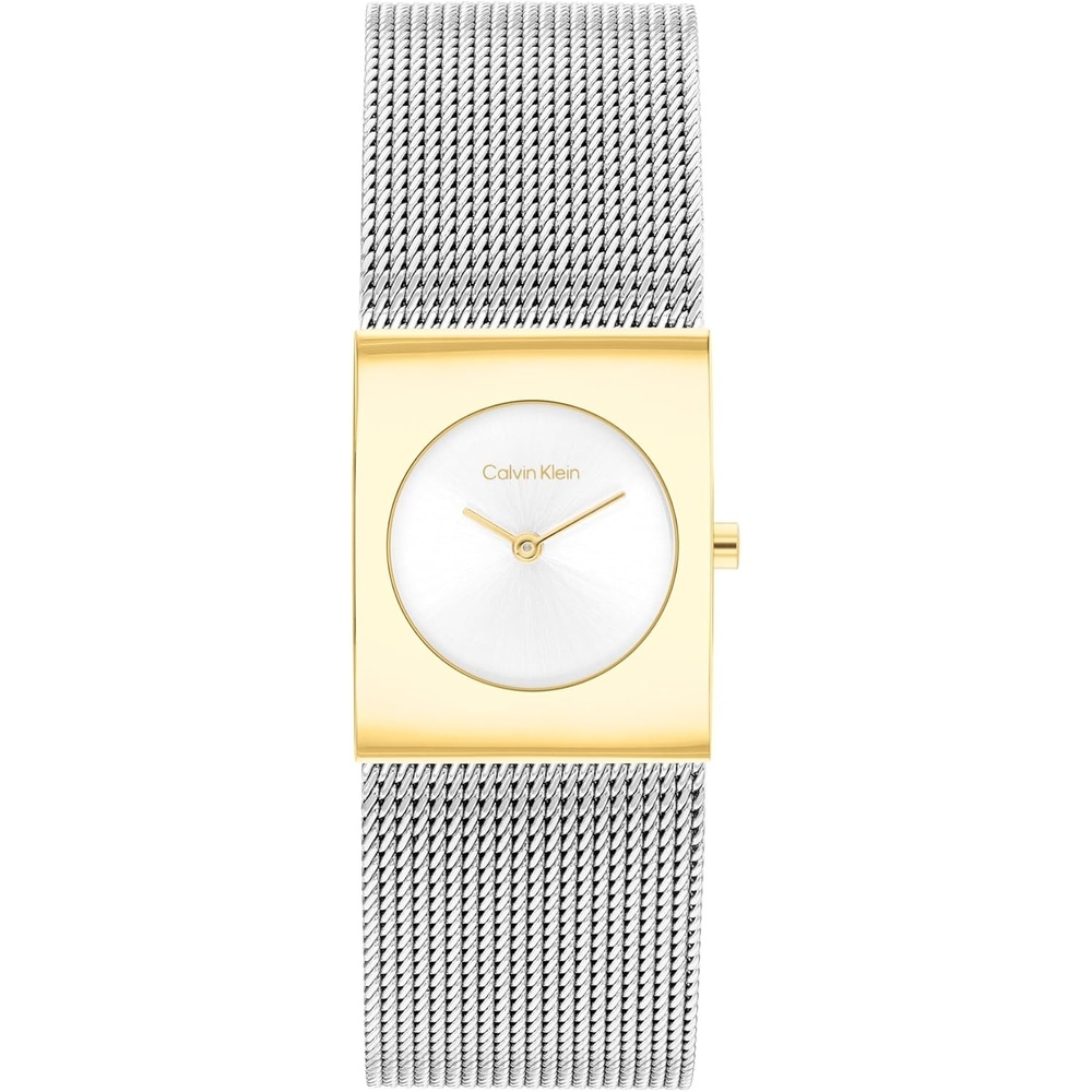 image:imageCalvin Klein Womens CK Pulse Stainless Steel Watch  21mm Geometric Case Mesh Bracelet Petite Iconic Style  Gift for HerSilverWhite