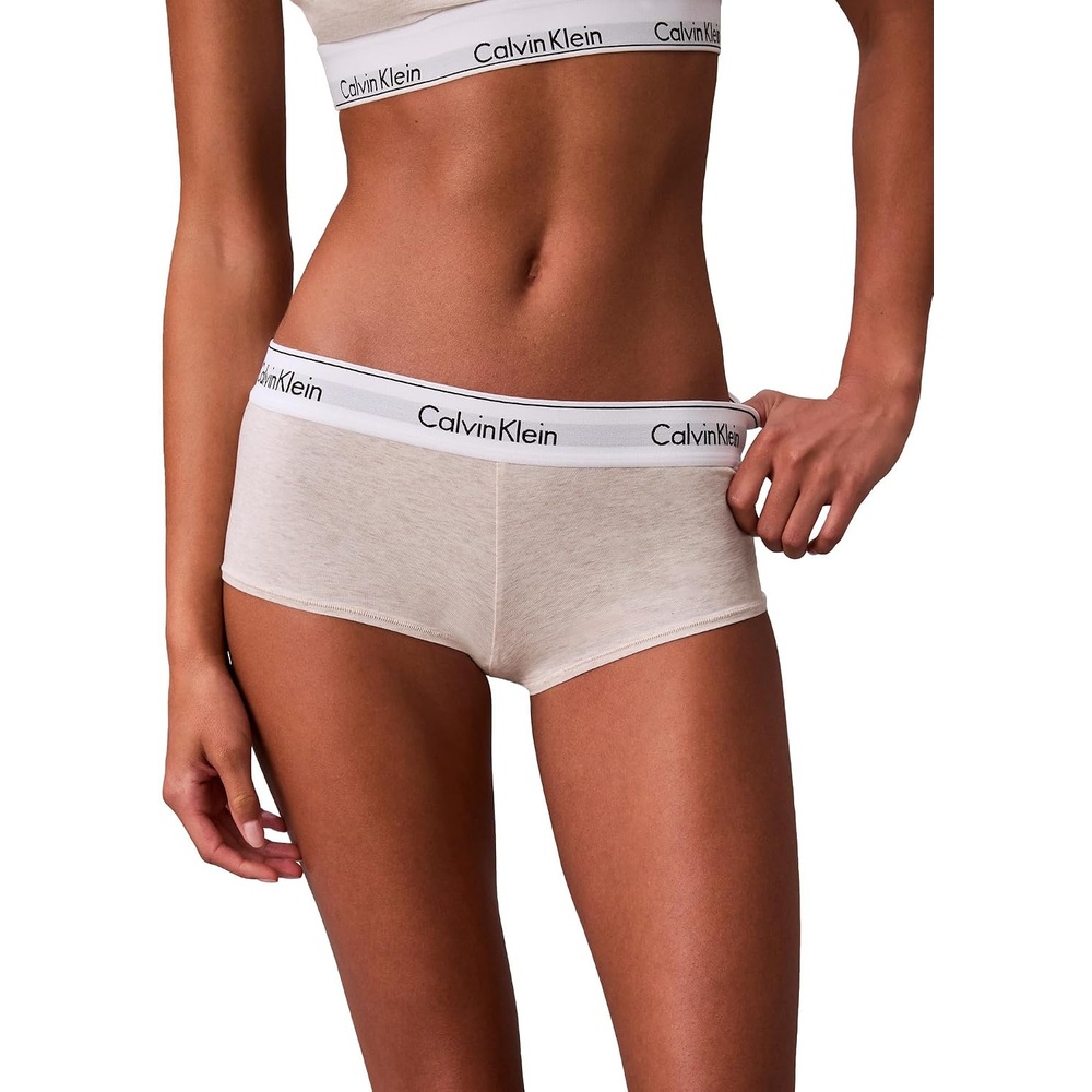 image:imageCalvin Klein Womens Cotton Boyshort PantyOatmeal Heather