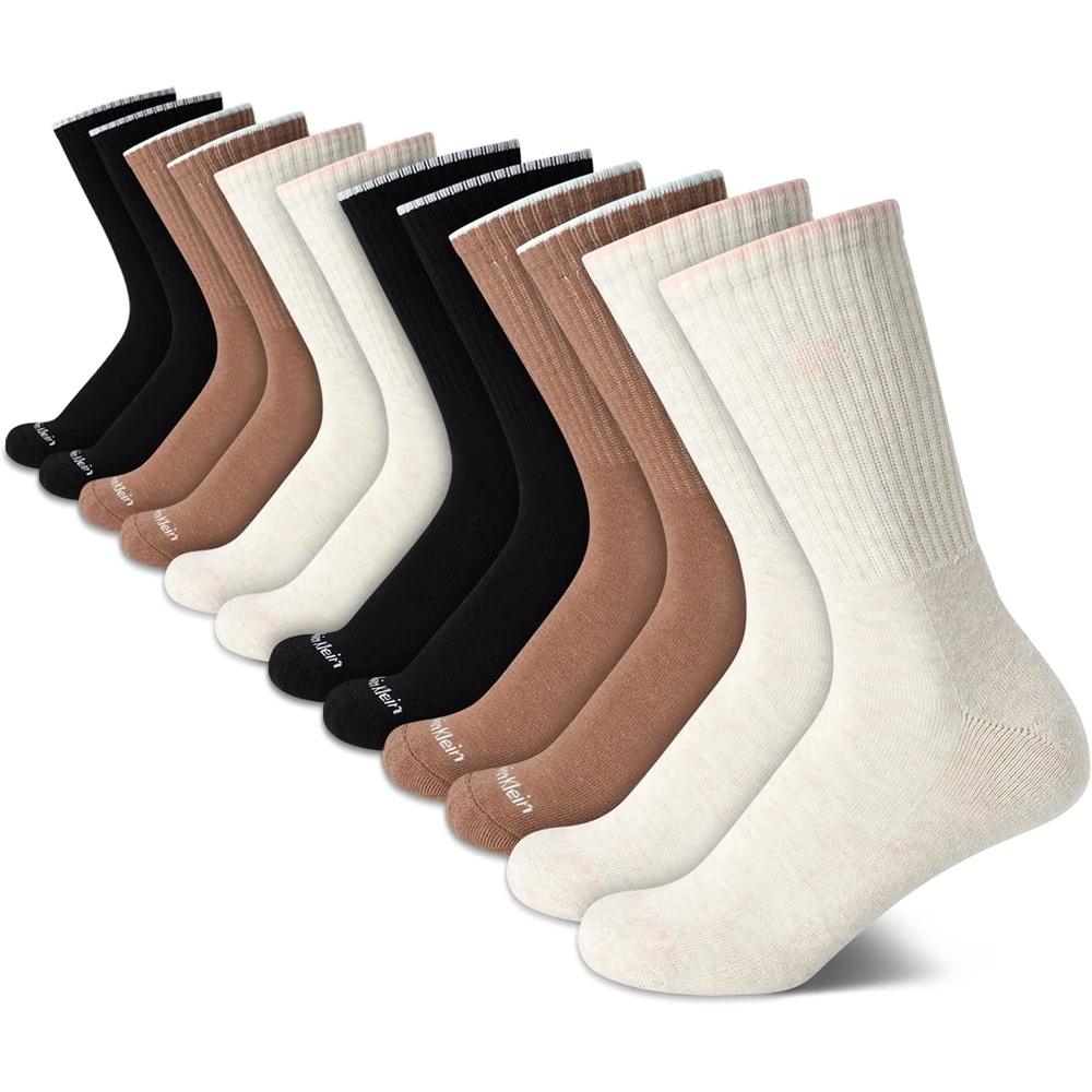 image:imageCalvin Klein Womens Cushion Athletic Crew Socks 12PackOatmeal Heather Assorted