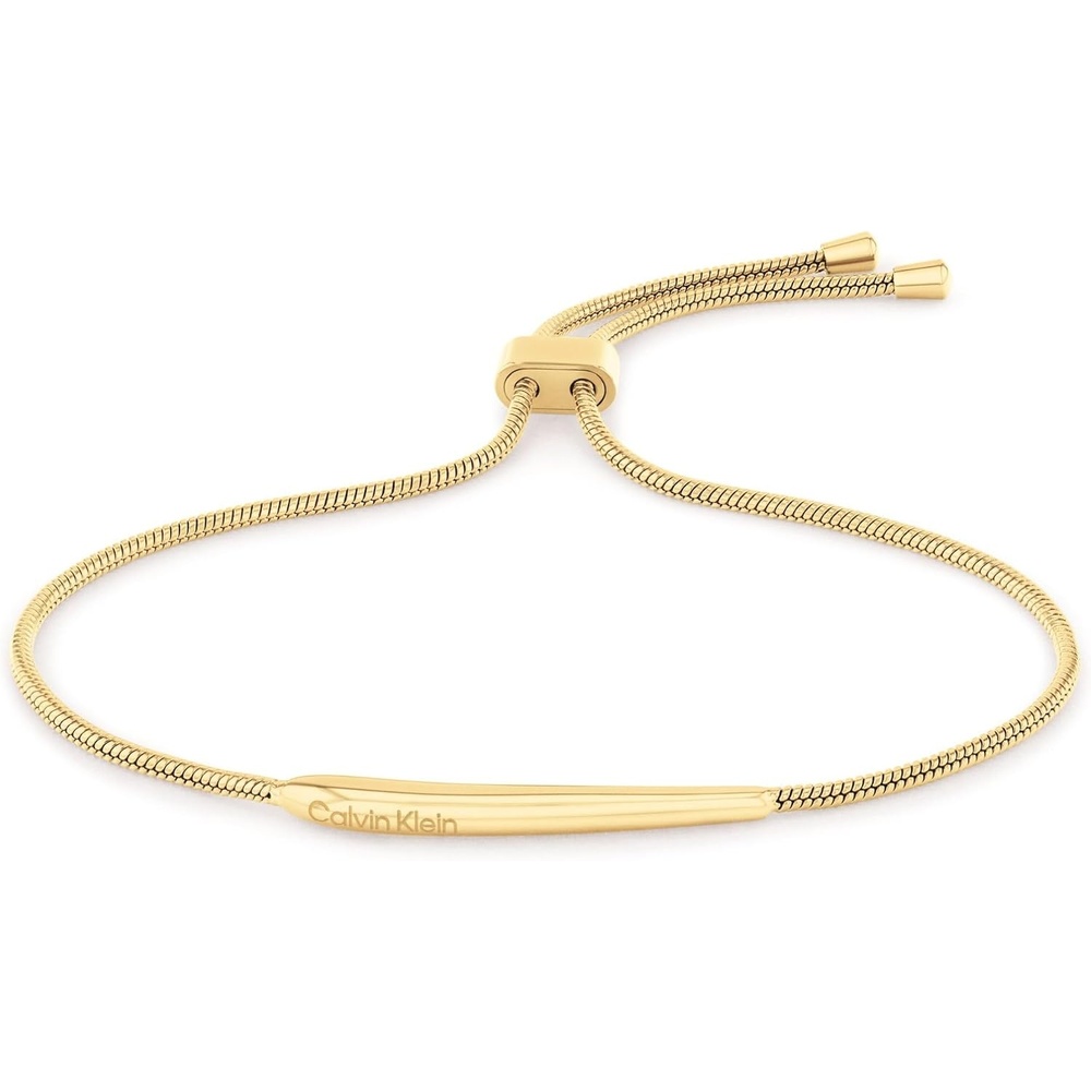 image:imageCalvin Klein Womens Elongated Drops Bracelet Stainless Steel Modern Raindrop Design with Adjustable Slider Closure  Gift for HerGold plated