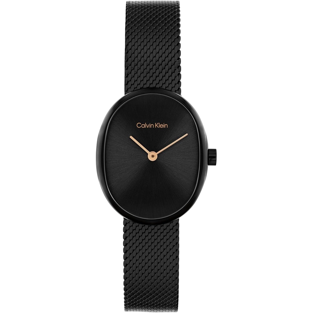 image:imageCalvin Klein Womens Euphoria Quartz Watch Mesh Bracelet Oval Shaped Case Water Resistant Up to 30m Modern Versatile Timepiece Gift for Her 232mmBlack