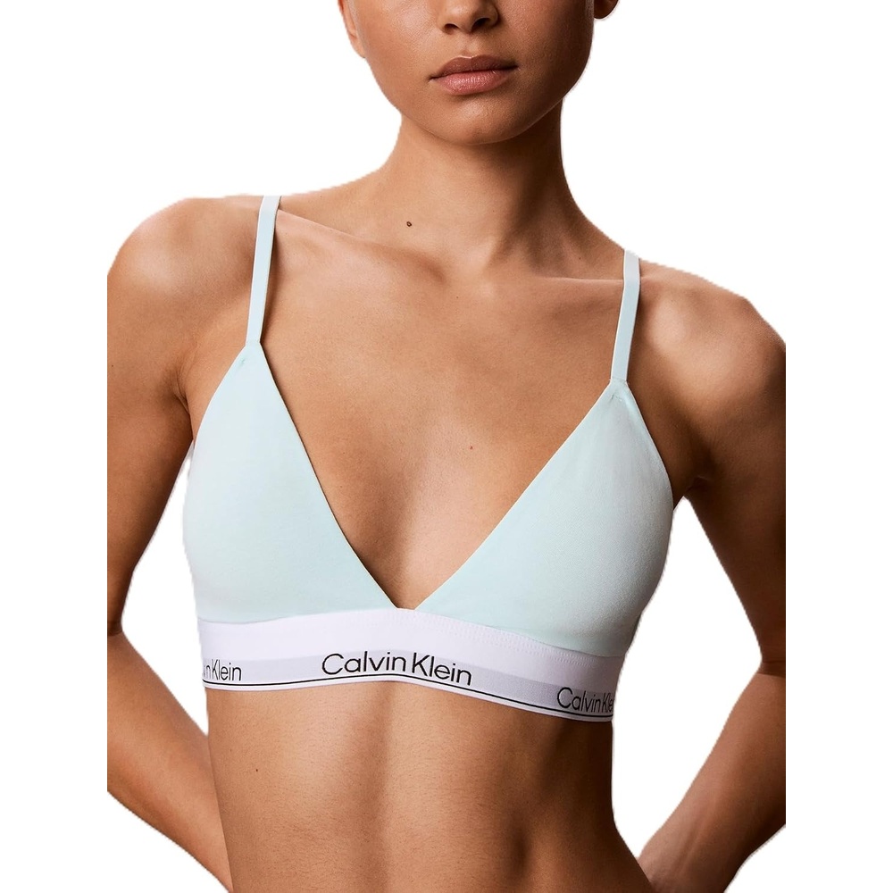 image:imageCalvin Klein Womens Icon Cotton Modal Lightly Lined Triangle BraletteFeel the Mint Green