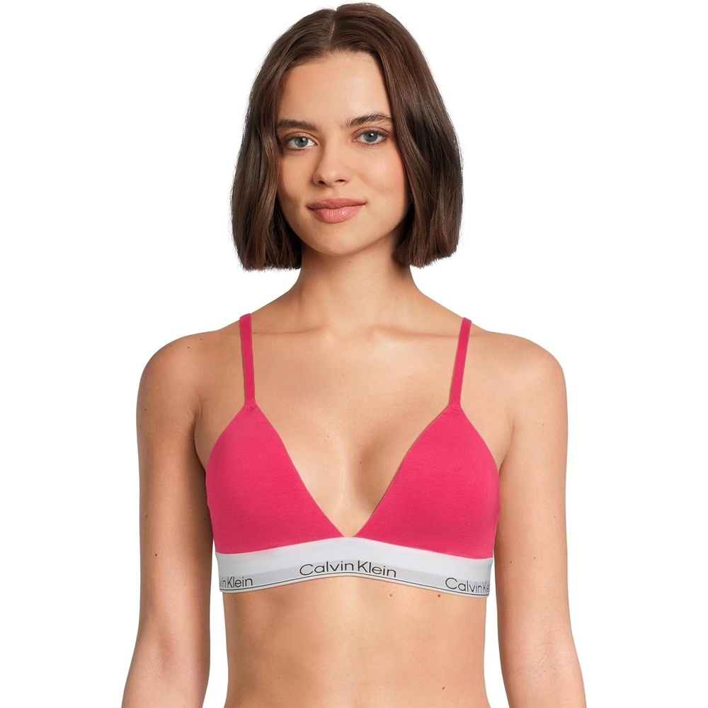 image:imageCalvin Klein Womens Icon Cotton Modal Lightly Lined Triangle BralettePink