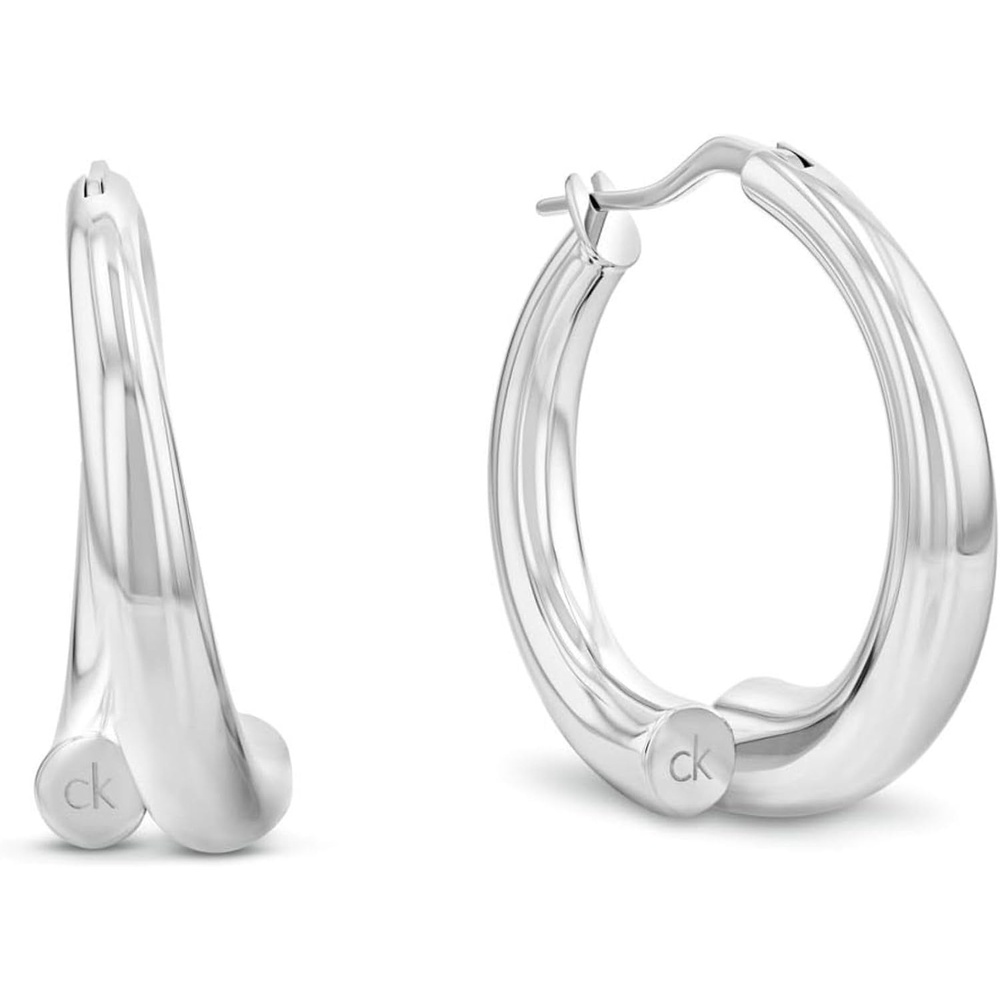 image:imageCalvin Klein Womens Jewelry  CK Spiral Hoop Earrings  Stainless Steel  Fashion Accessory for Everyday Wear  Gift for HerSilverMedium