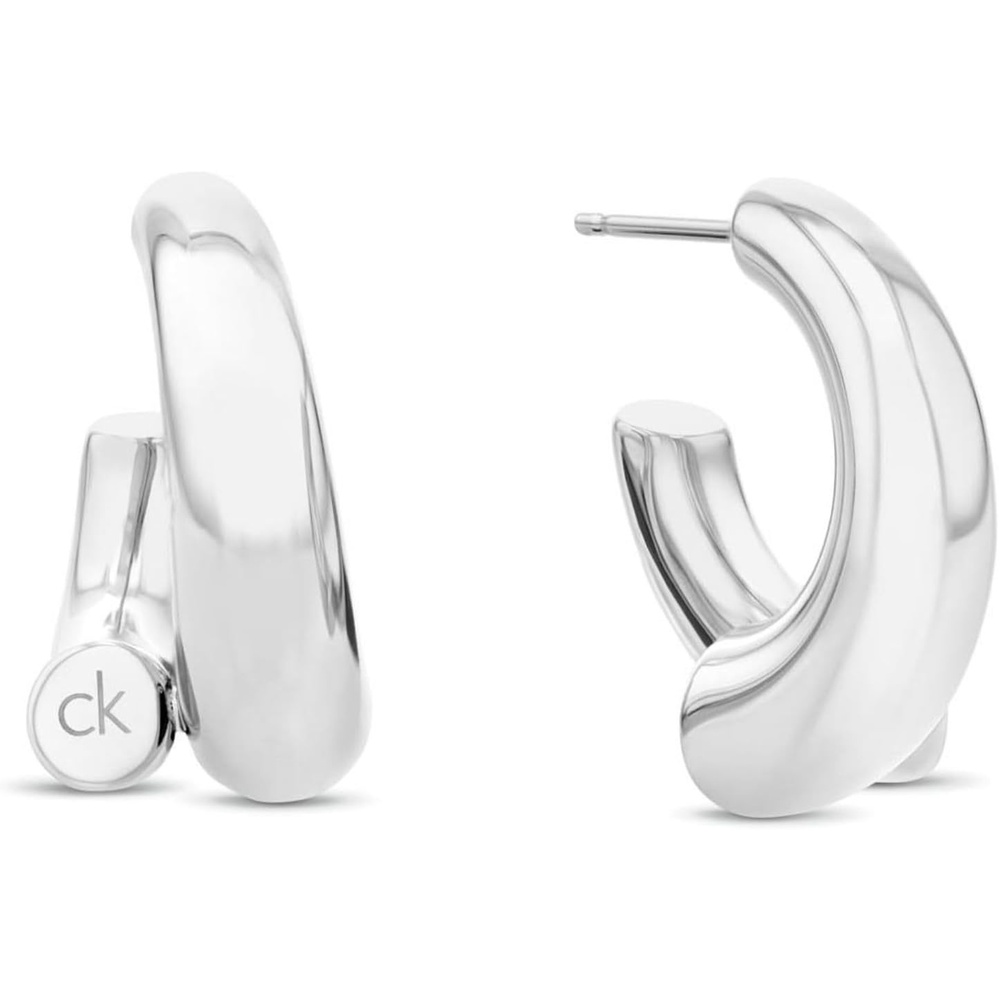 image:imageCalvin Klein Womens Jewelry  CK Spiral Hoop Earrings  Stainless Steel  Fashion Accessory for Everyday Wear  Gift for HerSilverSmall
