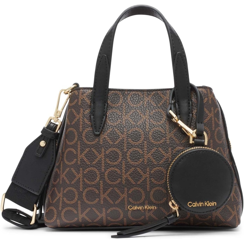 image:imageCalvin Klein Womens Millie 2 in 1 Triple Compartment Mini Satchel CrossbodyBrownKhakiBlack