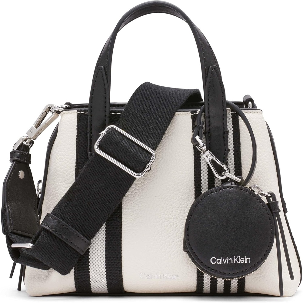 image:imageCalvin Klein Womens Millie 2 in 1 Triple Compartment Mini Satchel CrossbodyCherub WhiteBlack
