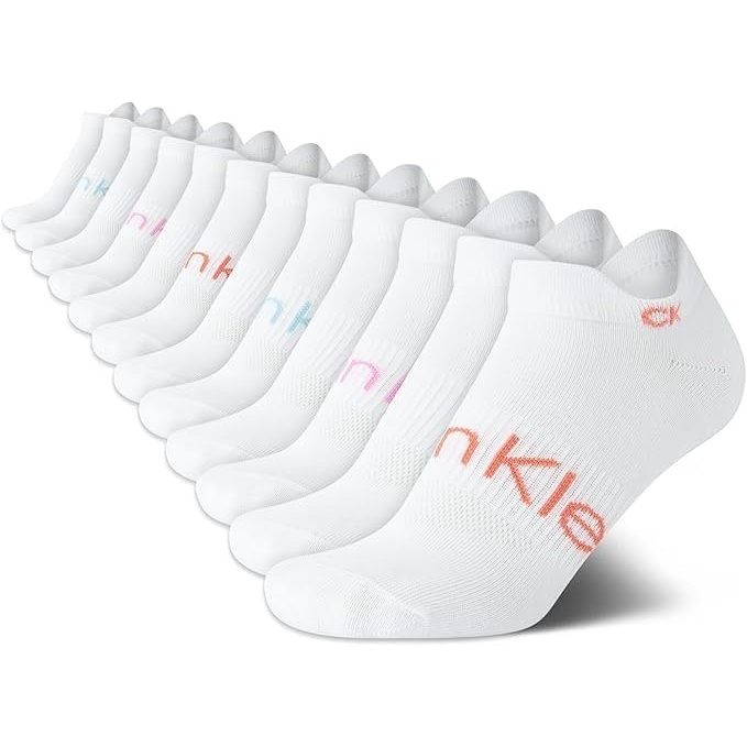 image:imageCalvin Klein Womens No Show Socks 12 Pack Lightweight Cushioned Athletic Tab Low Cut Running Socks for WomenWhite Tab