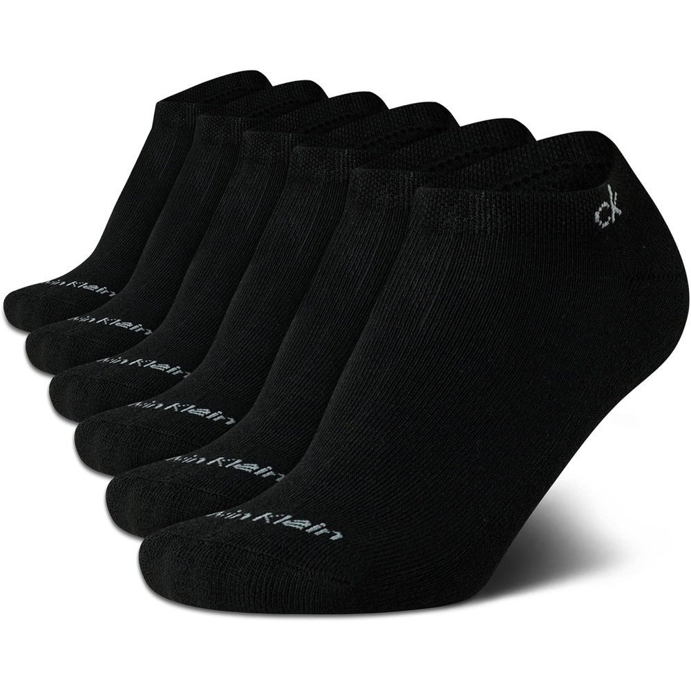 image:imageCalvin Klein Womens No Show Socks 6 Pack Breathable Cotton Blend Athletic Performance Low Cut Running Socks for WomenBlack